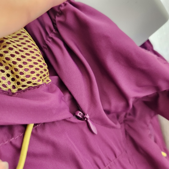 Athleta Shock Cord Anorak Hooded Jacket purple neon mesh lining medium - Picture 13 of 16